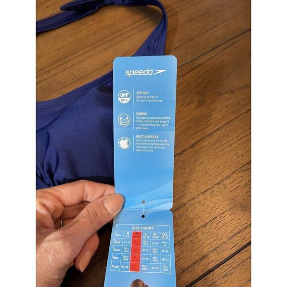 Speedo Ladies' 1-piece Halter Swim Suit Swimsuit, Blue, Halter Size medium - Picture 12 of 16